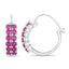 3.12 Carat Genuine Ruby Sterling Silver Hoop Earrings