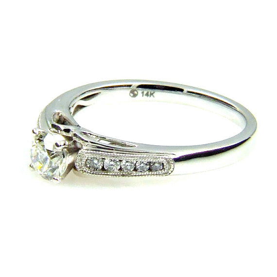 Bague de fiançailles en diamant naturel de 0,50 ct en or blanc 14KT