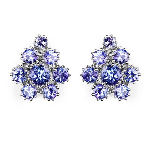 Boucles d'oreilles en argent sterling avec tanzanite véritable de 4,26 carats