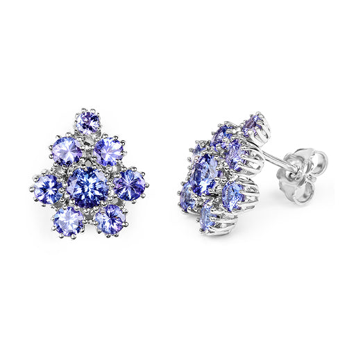 Boucles d'oreilles en argent sterling avec tanzanite véritable de 4,26 carats