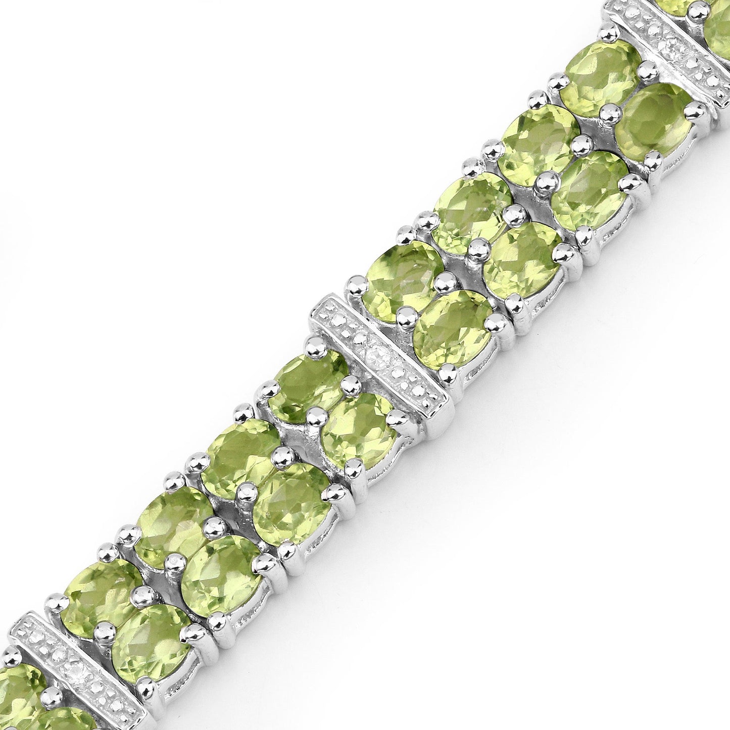 12.97 Carat Genuine Peridot & White Topaz Sterling Silver Bracelet