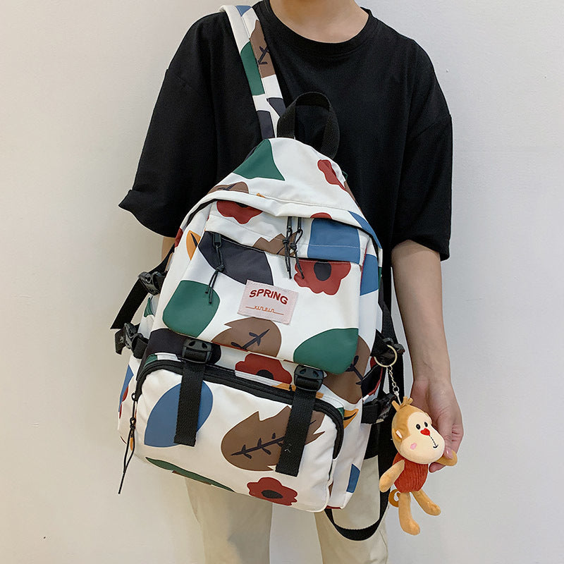 Mori Style Contrast Color Travel Backpack for Students