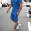 Men's Plus Size Round Neck Short Sleeve Top and Shorts Set