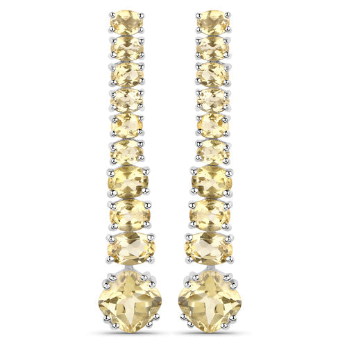 18K White Gold Plated Genuine Citrine Dangle Earrings