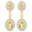 Pendientes de Citrino y Topacio Blanco Chapados en Oro Amarillo de 18K