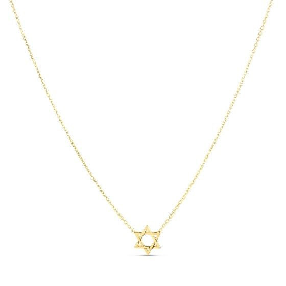 Collier Étoile de David en Or Jaune 14k