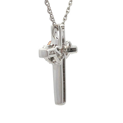 .11ct Pendentif Religieux Croix en Argent Sterling et Or 10KT