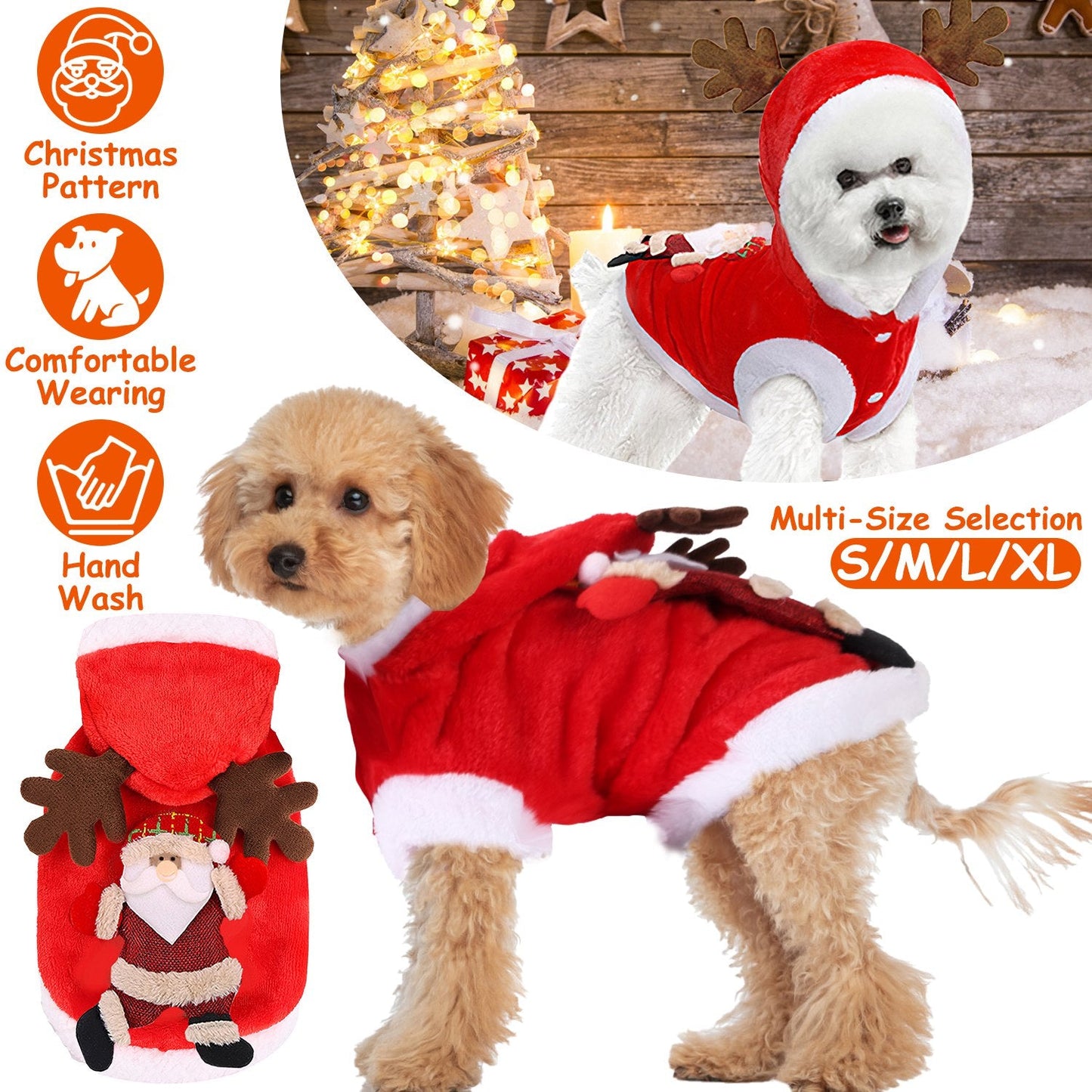 Costume de Père Noël pour animaux de compagnie GBruno pour Noël