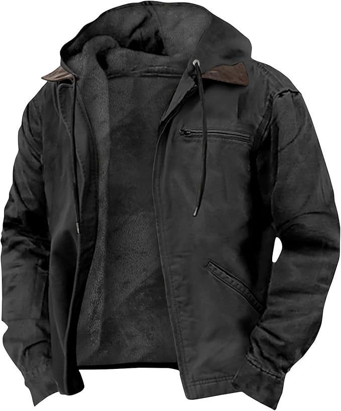 Men's Hooded Zipped Cotton-Padded Jacket