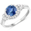 Bague Halo en Saphir Bleu et Diamants de 1,34 Carat en Or Blanc 14K