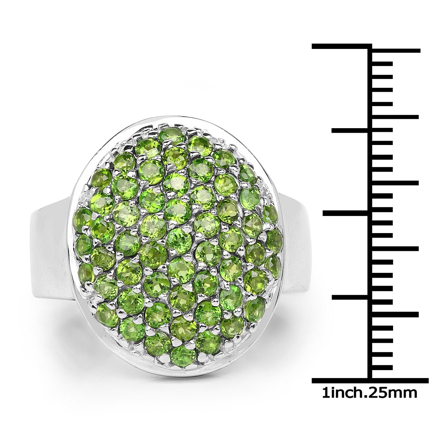 Bague en argent sterling de 2,17 carats en chrome diopside véritable