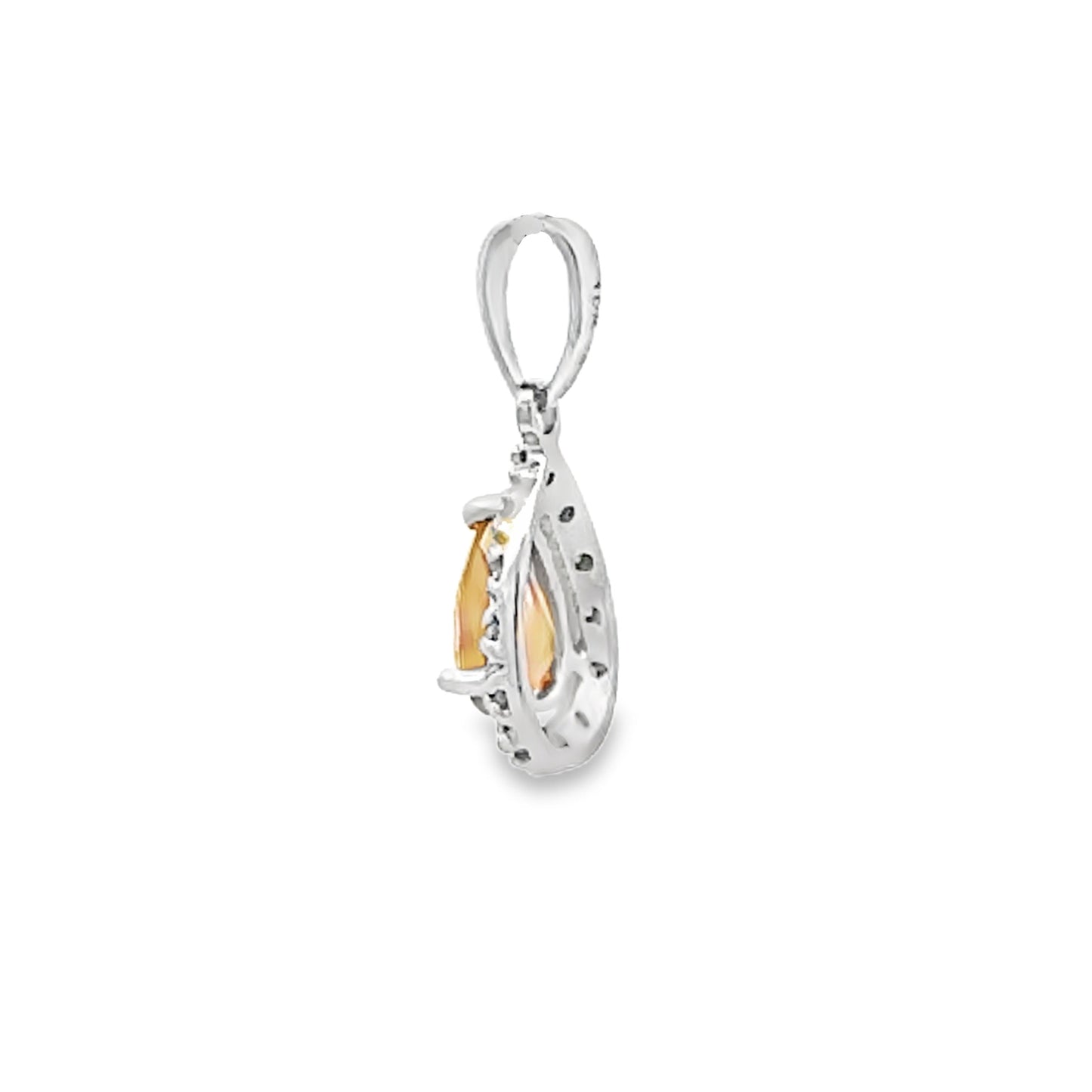 .63ct Citrine & Diamond Pendant in 10KT White Gold