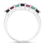 3.40 Carat Emerald, Ruby & Black Sapphire Sterling Silver Ring