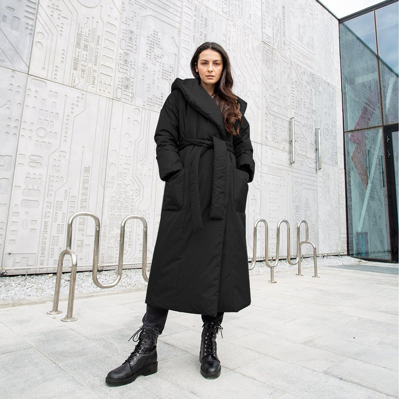 Premium Hooded Long Cotton Padded Overcoat for Women