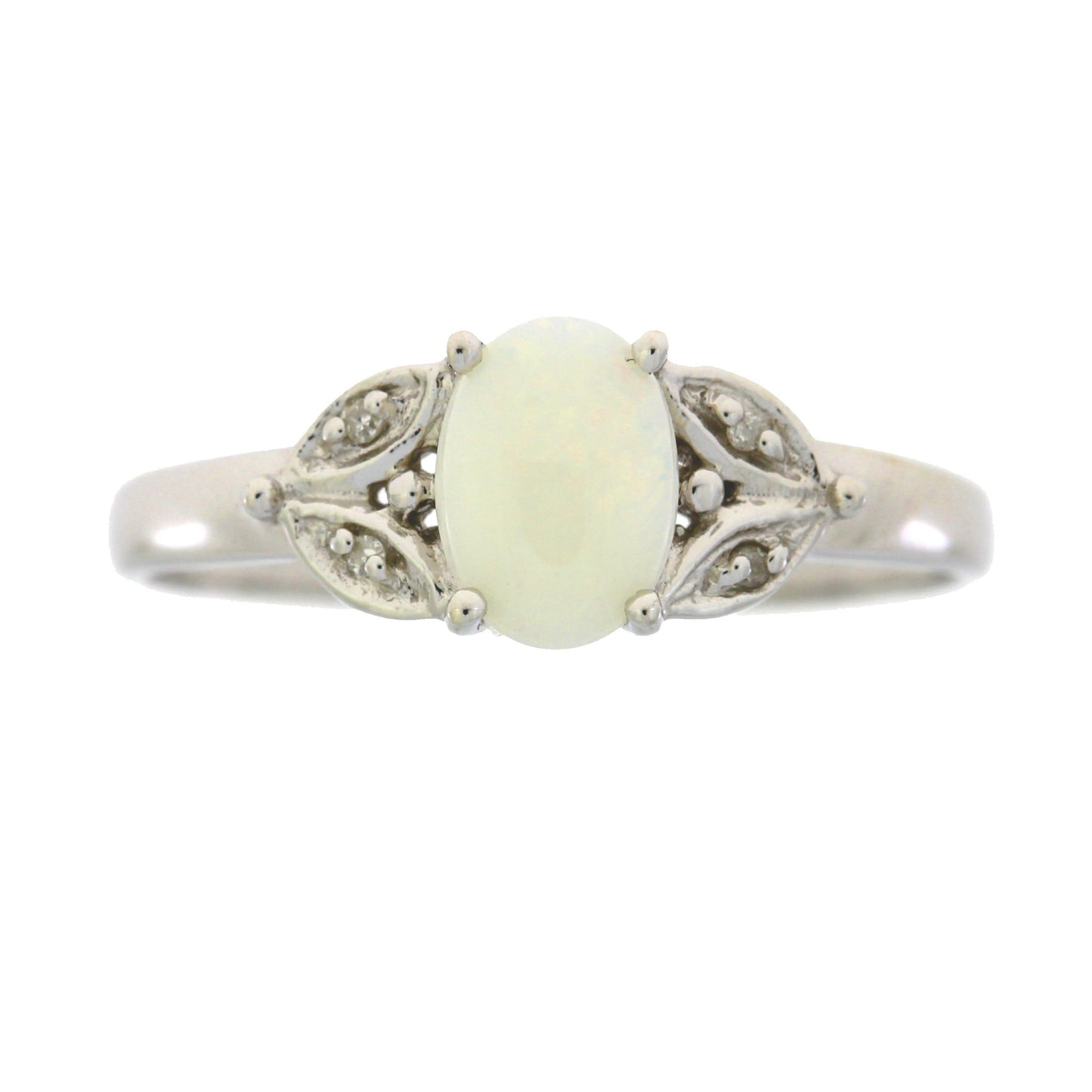 Natural Opal and Diamond Ring in 10KT White Gold