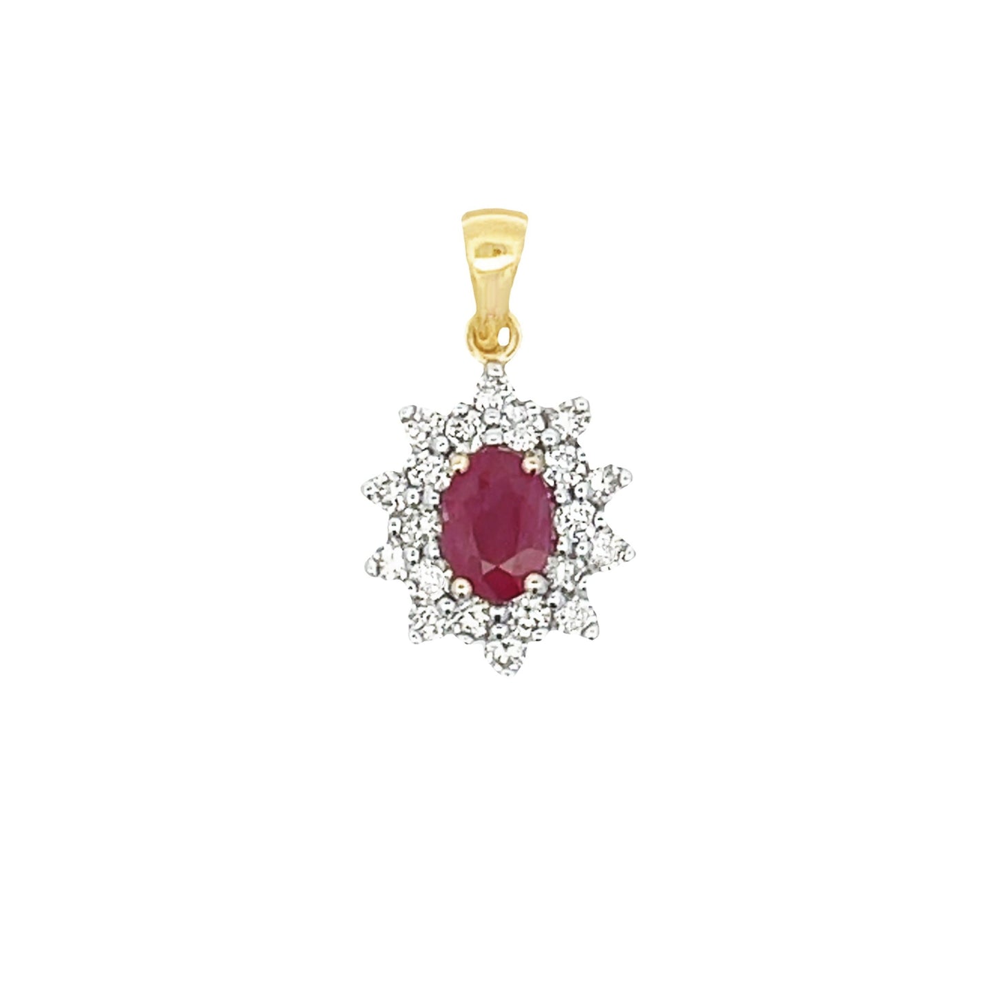 Colgante de Rubí y Diamante de 1.65ct en Oro Amarillo de 14KT