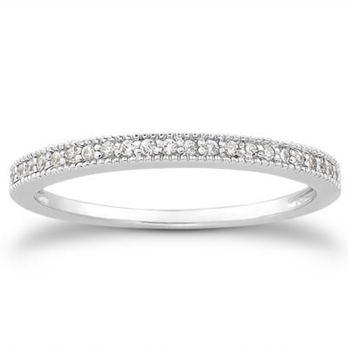Anillo de boda de banda de diamantes micro pave de oro blanco de 14k