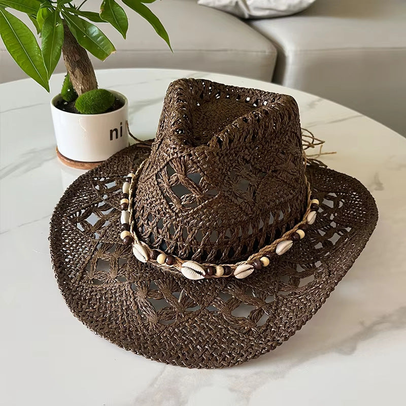 Bohemian Shell Straw Summer Beach Sun Hat