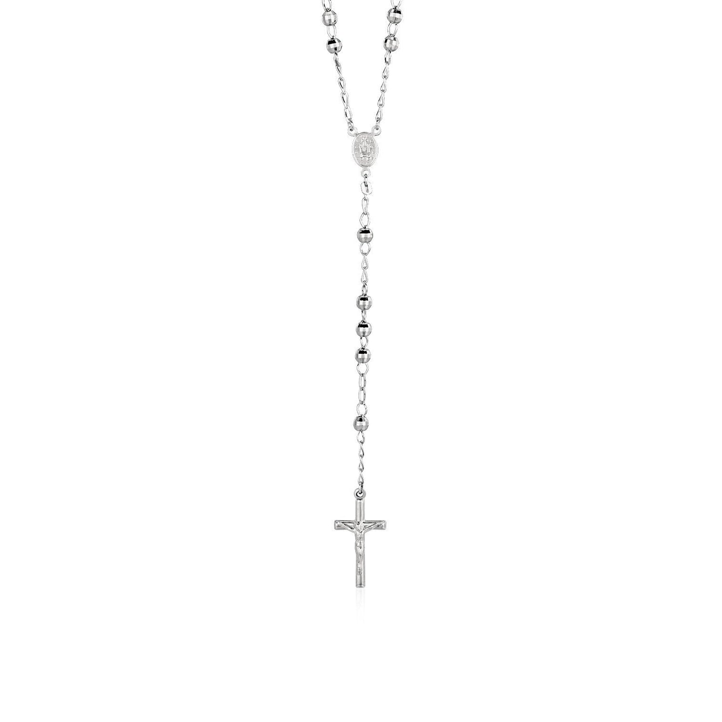 Collar de cadena de rosario de plata esterlina con cuentas grandes