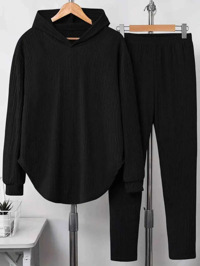 Ensemble de sweat à capuche à manches longues texturé et de pantalons