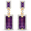Boucles d'oreilles en or jaune 18K plaqué émeraude et topaze blanche