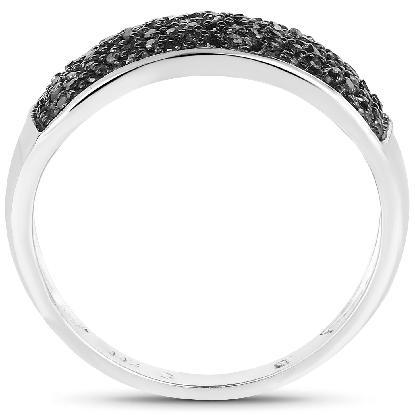 0.43 Carat Genuine Black Diamond Sterling Silver Engagement Ring