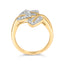 Bague en diamant à contour de feuille en argent sterling plaqué or 18K - Taille 7