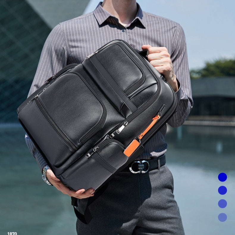 Mochila de cuero premium para laptops para viajes de negocios