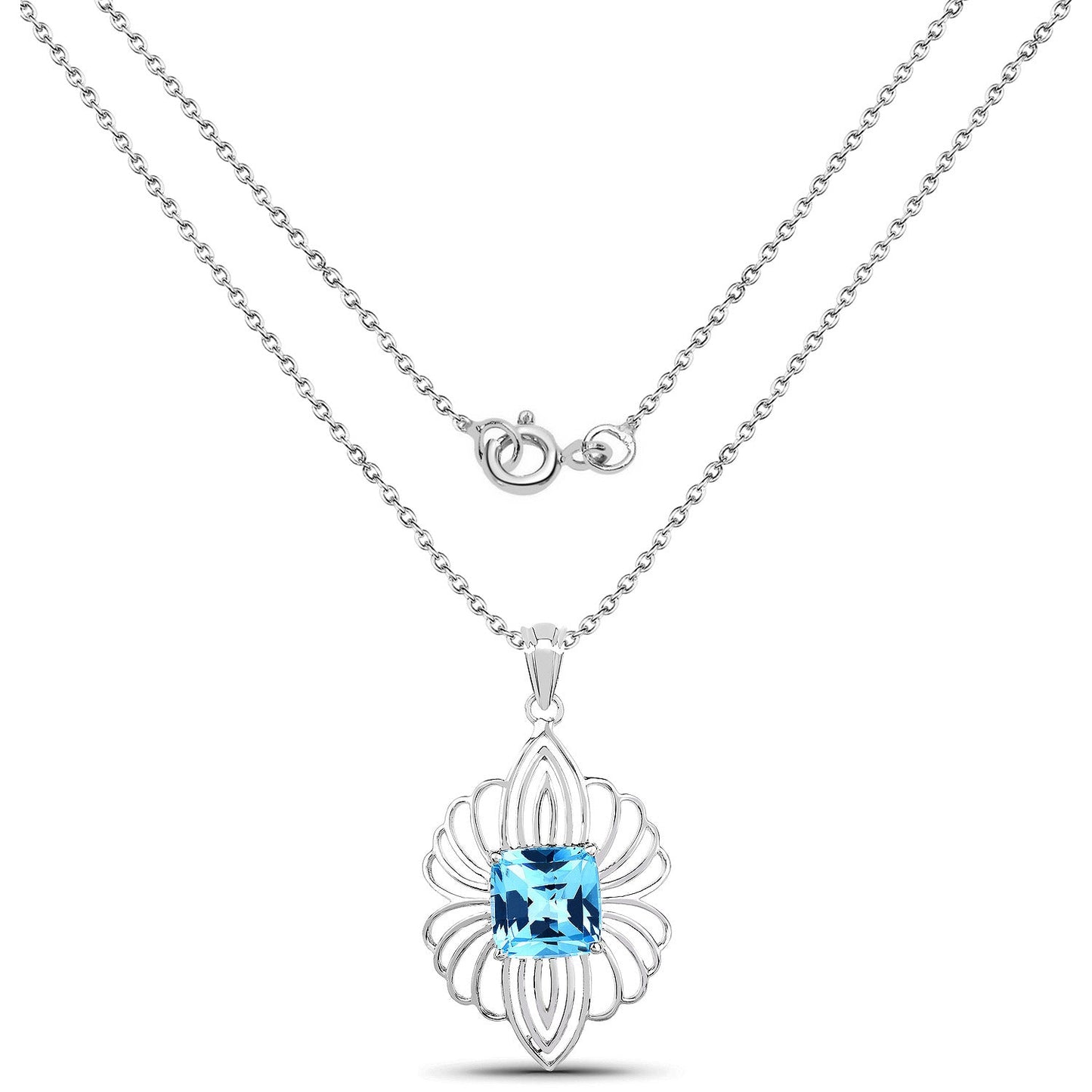 Pendentif en topaze bleue suisse véritable de 8,18 carats en argent sterling