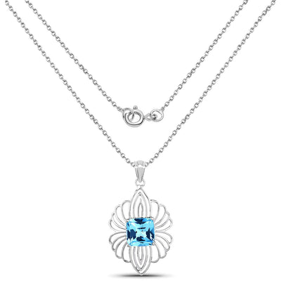 Pendentif en topaze bleue suisse véritable de 8,18 carats en argent sterling