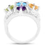 Anillo de cóctel elegante de múltiples piedras en plata esterlina .925