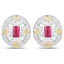 0.77 Carat Genuine Ruby and White Diamond Earrings