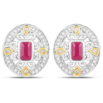 Pendientes de Rubí y Diamante de 0.77 Quilates