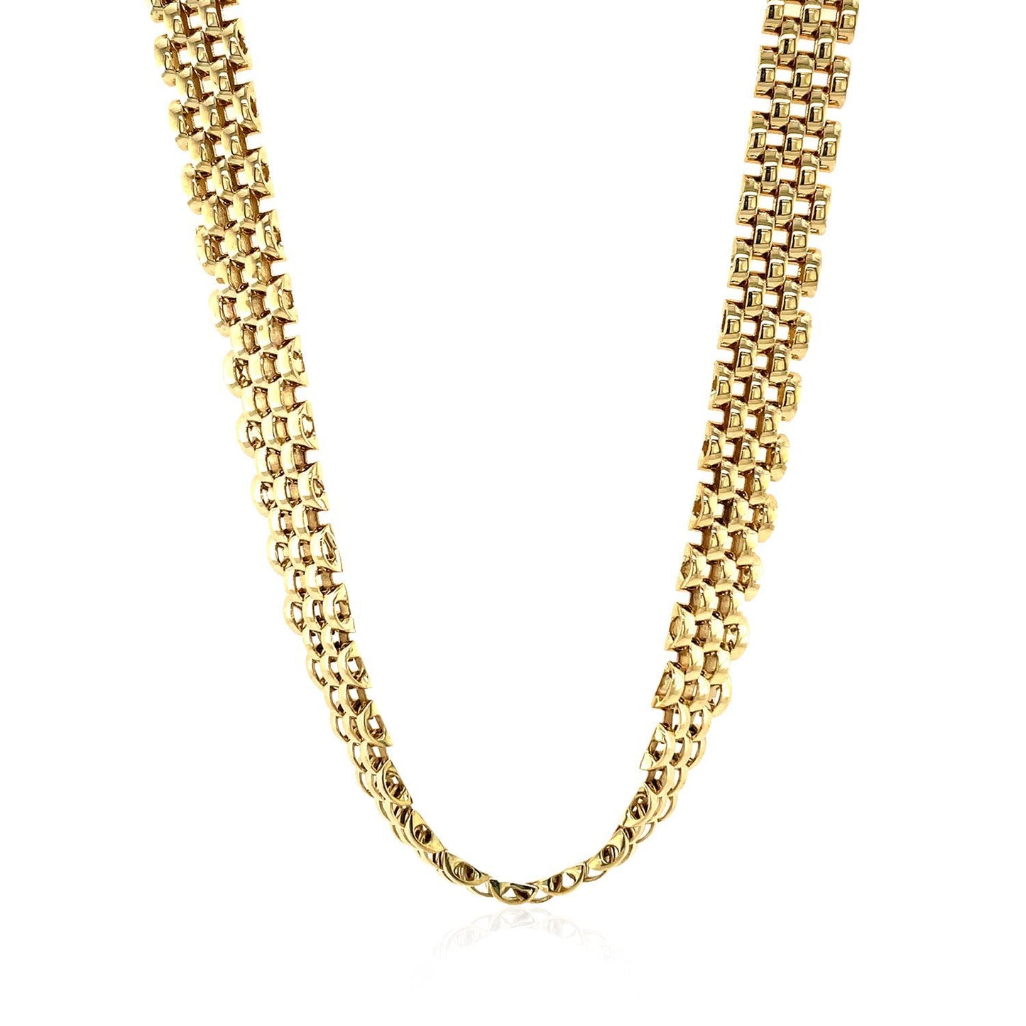 14k Yellow Gold Multi-Row Panther Link Necklace