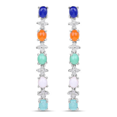 Pendientes de Plata Esterlina .925 con Múltiples Piedras de 4.40 Quilates