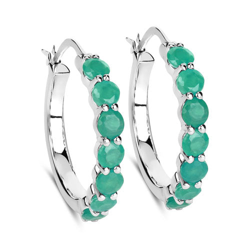 Boucles d'oreilles en argent sterling avec émeraudes véritables de 2,38 carats