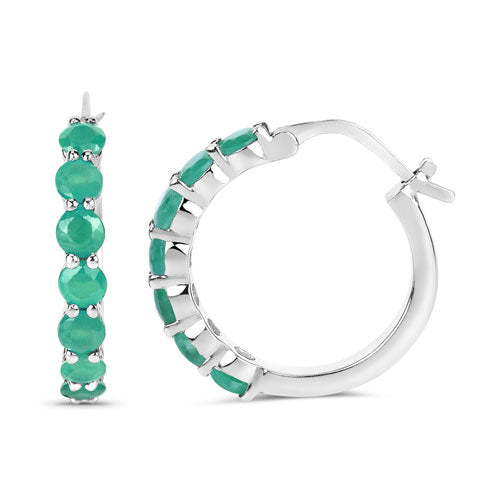 Boucles d'oreilles en argent sterling avec émeraudes véritables de 2,38 carats