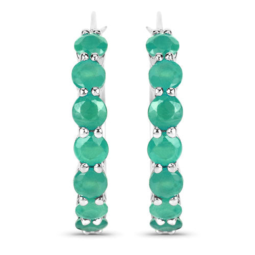 Boucles d'oreilles en argent sterling avec émeraudes véritables de 2,38 carats