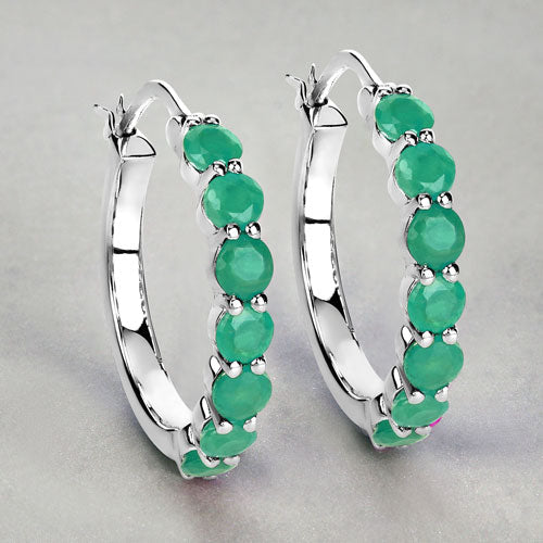 Boucles d'oreilles en argent sterling avec émeraudes véritables de 2,38 carats