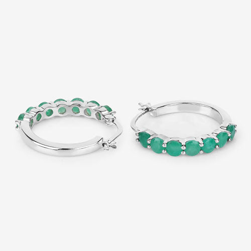 Boucles d'oreilles en argent sterling avec émeraudes véritables de 2,38 carats