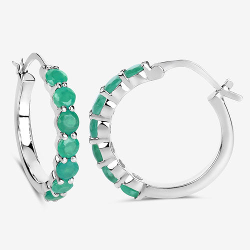 Boucles d'oreilles en argent sterling avec émeraudes véritables de 2,38 carats