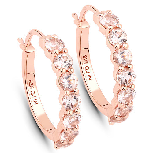 Pendientes de Morganita Chapados en Oro Rosa de 18K en Plata Esterlina