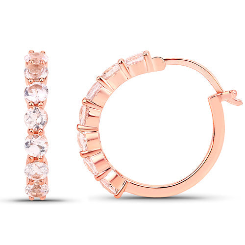 Pendientes de Morganita Chapados en Oro Rosa de 18K en Plata Esterlina