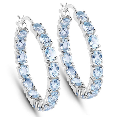 5.70 Carat Genuine Blue Topaz Earrings in Sterling Silver