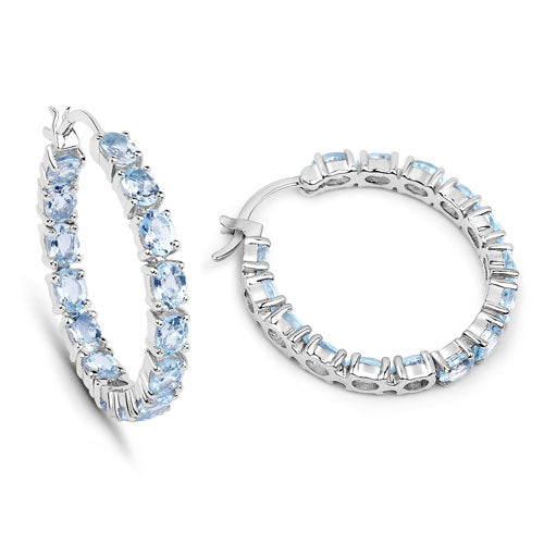 5.70 Carat Genuine Blue Topaz Earrings in Sterling Silver