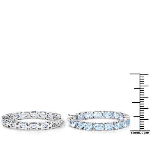 5.70 Carat Genuine Blue Topaz Earrings in Sterling Silver