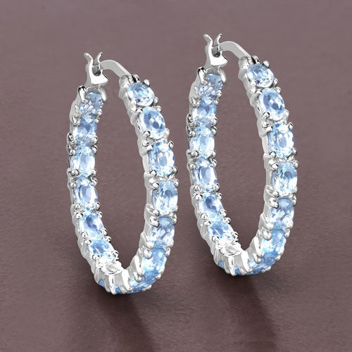 5.70 Carat Genuine Blue Topaz Earrings in Sterling Silver