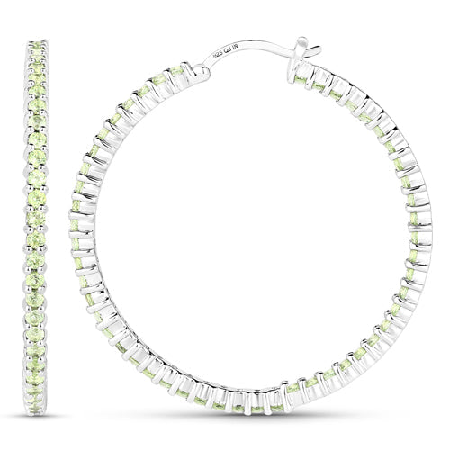 Pendientes de plata esterlina .925 con peridoto genuino de 3.50 quilates