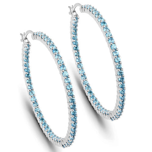 Pendientes de plata esterlina con topacio azul suizo genuino de 3.60 quilates