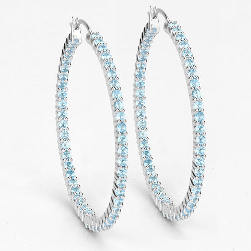 Pendientes de plata esterlina con topacio azul suizo genuino de 3.60 quilates